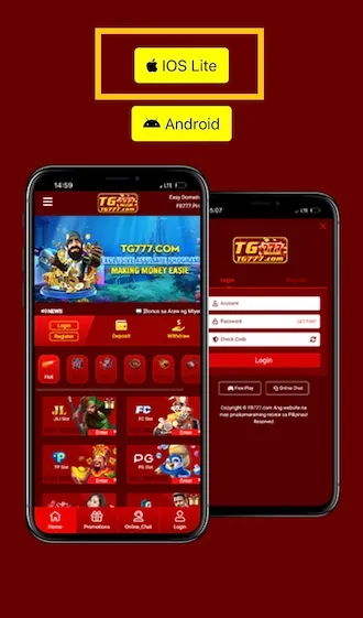 TG777 mobile app interface